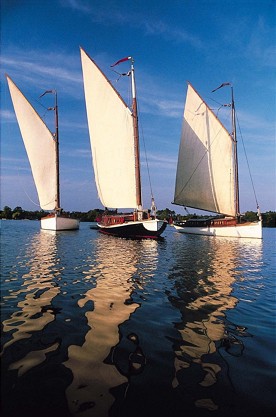  Sailing Boats at the Broads in England 