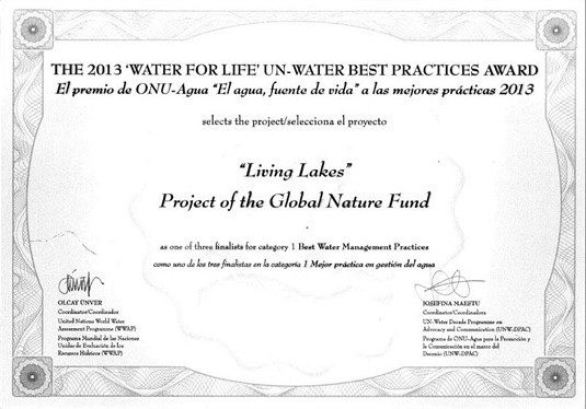  UN Water Award Zertifikat 