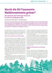  "Macht die EU-Taxonomie Waldinvestments grüner?" - GNF-Artikel im Forum Umwelt & Entwicklung 